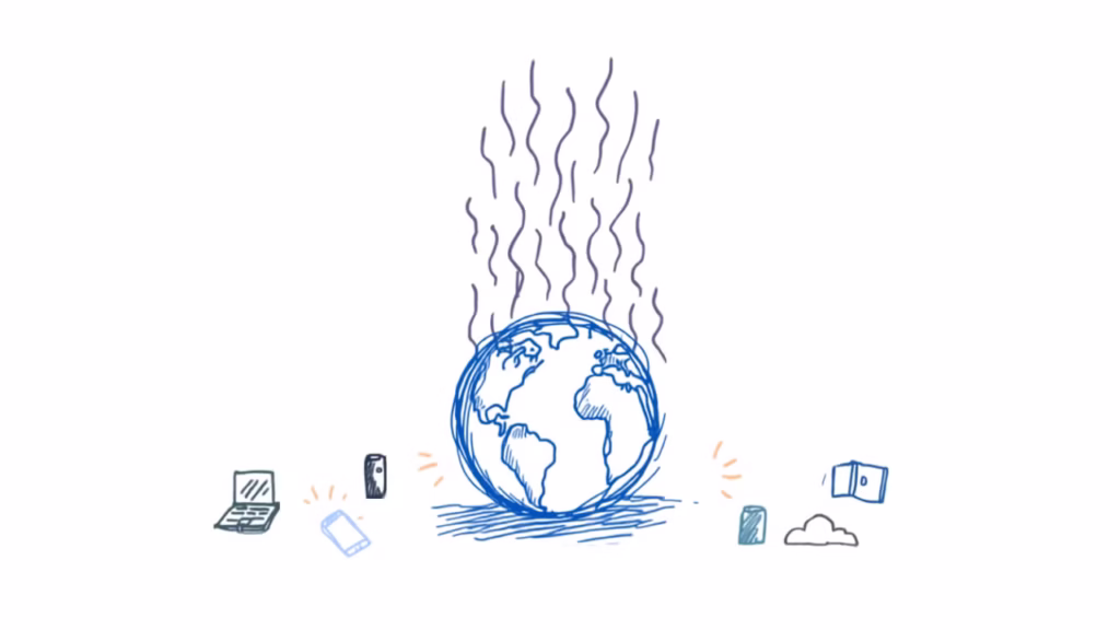 Terre surchauffée par les appareils numériques, illustrant l'éco-conception digitale.