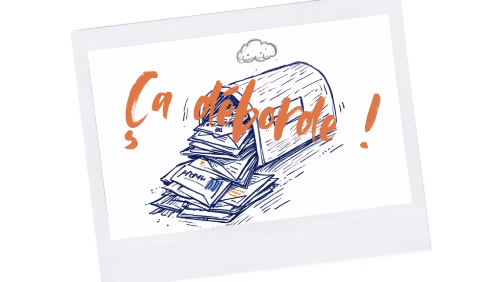 Boîte aux lettres débordant de courrier, illustration pour "Nettoyer sa boîte mail